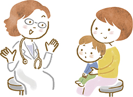 医師と親子のイラスト