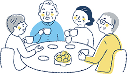 会食をする様子のイラスト