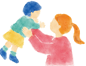 子どもを抱える女性のイラスト