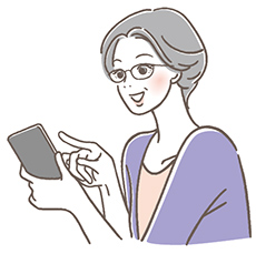 スマートフォンを操作する高齢者のイラスト