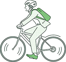 ヘルメットを着用して自転車に乗る男性のイラスト