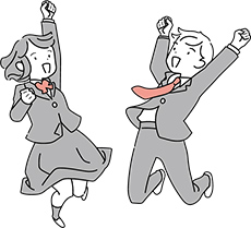 男女の学生のイラスト