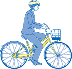 ヘルメットを着用して自転車に乗る男性のイラスト
