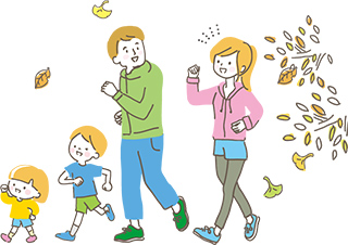 ウォーキングをする様子のイラスト