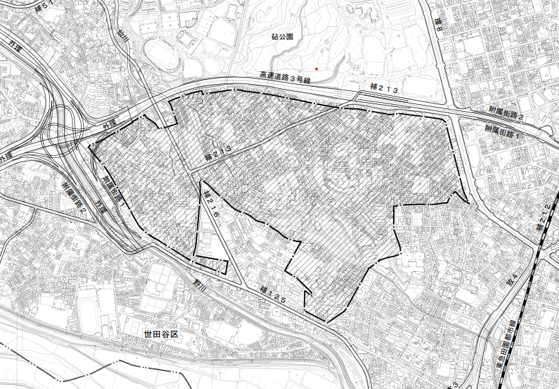 区域図（西部地域大蔵・岡本・鎌田・瀬田地区）