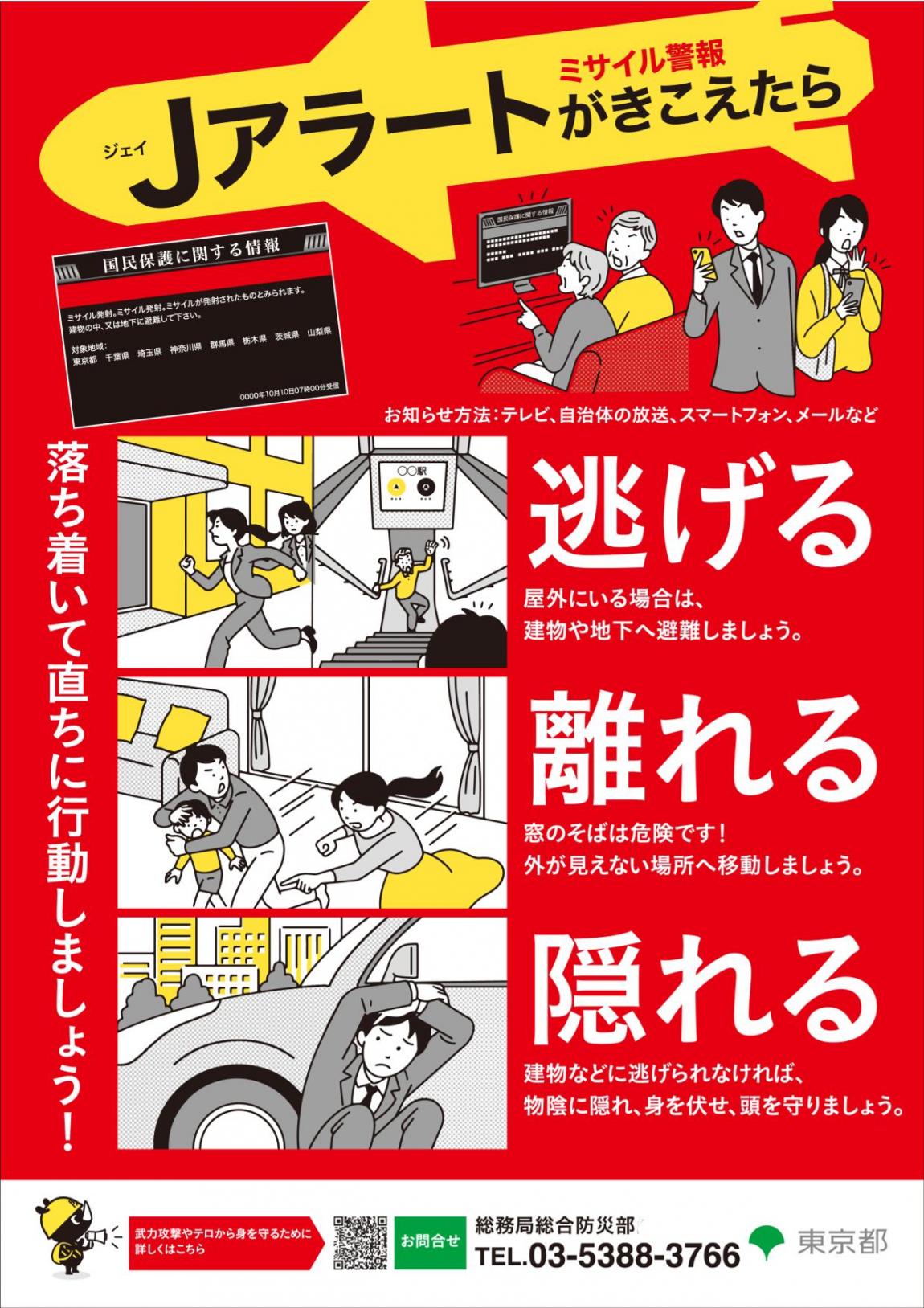 弾道ミサイルが落下する可能性がある場合にとるべき行動