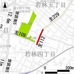 主要生活道路112号線（松栄会通り1期）事業箇所図