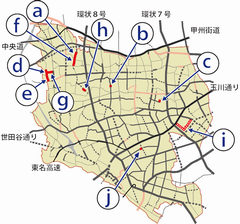 事業中の主要生活道路位置図