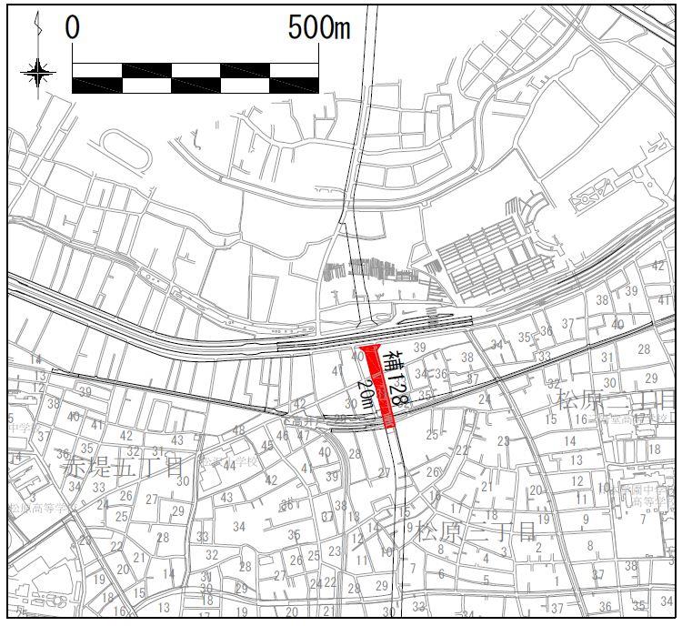 都市計画道路補助第128号線事業箇所図