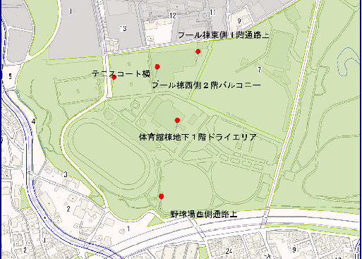 大蔵運動公園（総合運動場）喫煙場所案内図